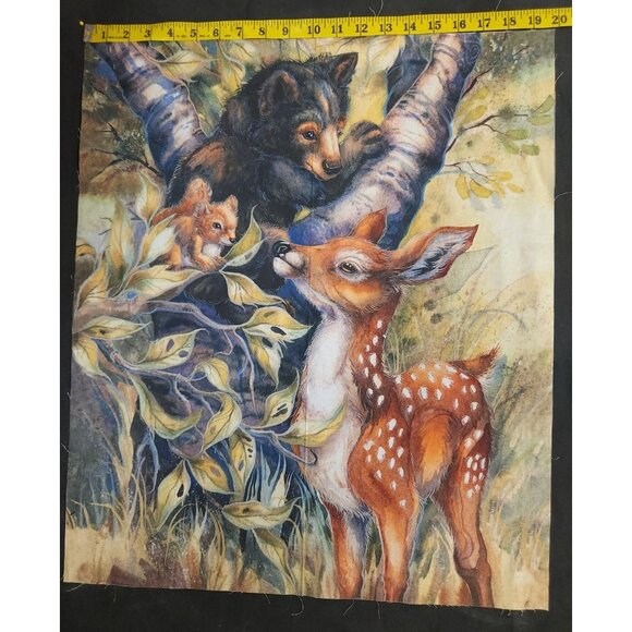 North American Wildlife Fabric Panel By Robert Kaufman Deer Bears 20x23 Inches C - Picture 3 of 10